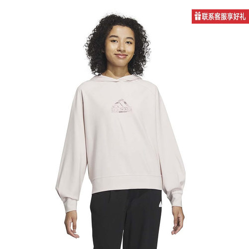 Adidas阿迪达斯2025春女宽松简约纯色连帽卫衣舒适套头衫IM8825