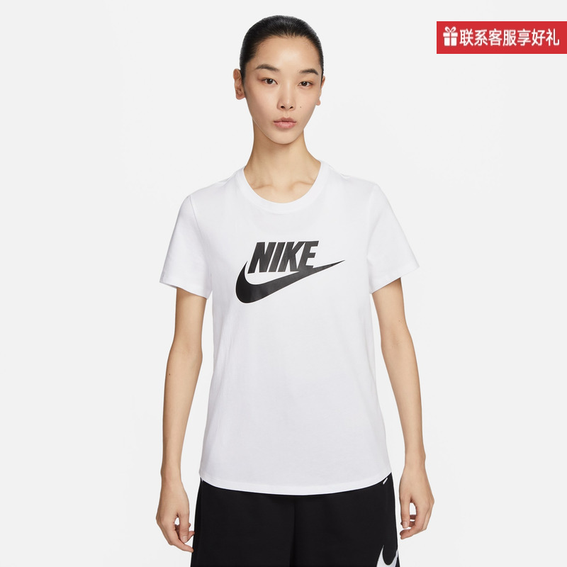 nike耐克女子印花T恤夏新款休闲轻便透气圆领短袖DX7907-545