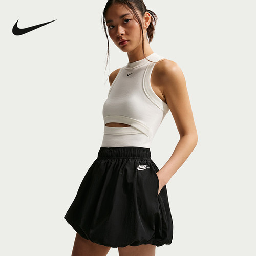 NIKE耐克夏季新款女子宽松泡泡边半身裙运动蓬松短裙IQ0062-010