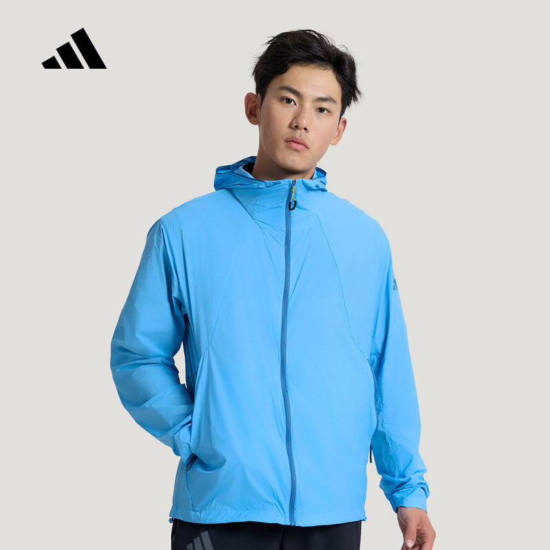 adidas阿迪达斯户外防晒防风梭织运动连帽夹克2026夏男外套KS3527