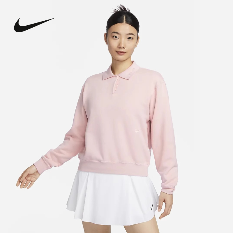 Nike耐克女子卫衣冬季新款运动休闲针织长袖翻领套头衫FZ4338-618