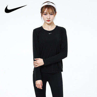 NIKE耐克长袖T恤女装2023春季新款跑步训练运动服上衣DD0621-010