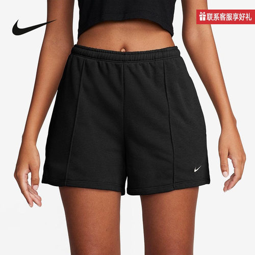 Nike耐克短裤女夏新款跑步透气宽松刺绣小标训练运动裤HF6941-010