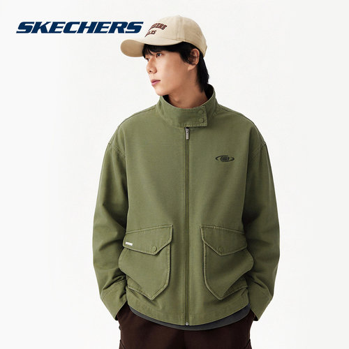 Skechers斯凯奇2026春男立领挺括梭织休闲外套运动夹克 L226M001