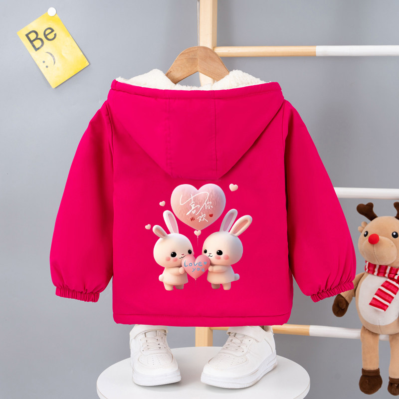 女童冬季加绒加厚棉服2024新款儿童时髦保暖上衣中大童加厚外套