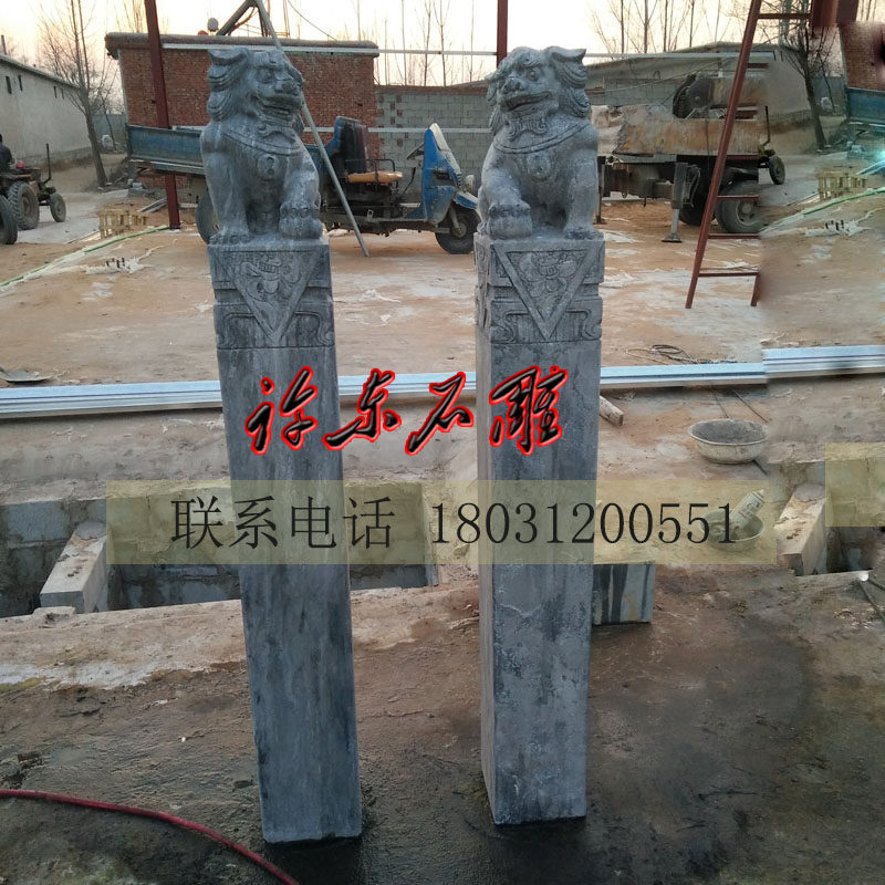 拴马桩狮子胡人一对镇宅酒店摆件户外狮子柱招财纳福青石小象生肖