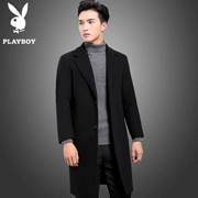 Áo khoác len Playboy nam dài phần cashmere phiên bản Hàn Quốc của xu hướng tự trồng mùa đông 2019 áo khoác gió dày - Áo len