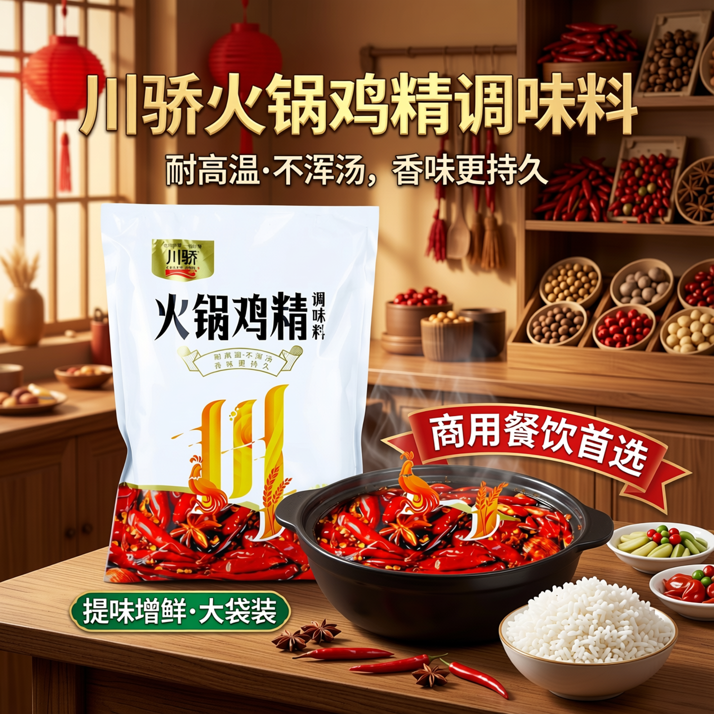 川骄火锅鸡精调味料900gx10整箱装 大袋商用餐饮炒菜煲汤提味增鲜