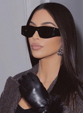 街拍网红个性太阳眼镜金卡戴珊同款方形太阳镜欧美时尚凹造型墨镜