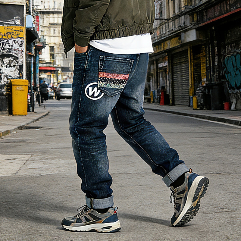 国潮复古水洗牛仔裤男款秋冬港风宽松直筒陈冠希加绒加厚休闲裤子,男装,牛仔裤,淘宝优惠券,粉丝福利购,淘宝优惠卷