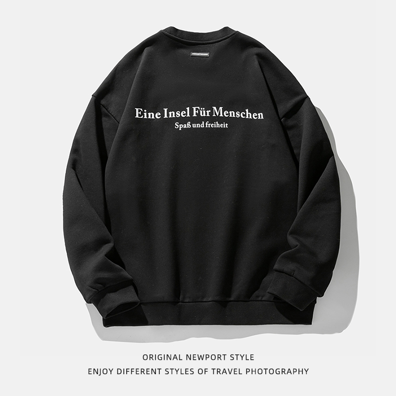 国潮美式复古字母印花卫衣男