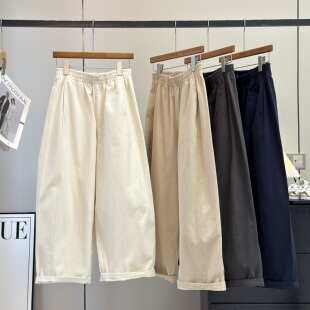 弯刀休闲裤 松紧高腰舒适牛乳棉宽松好穿阔腿慵懒裤 春季 大厂订单