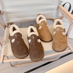 防滑雪地靴女秋冬 加绒加厚一脚蹬棉鞋 太好穿 保暧毛毛鞋