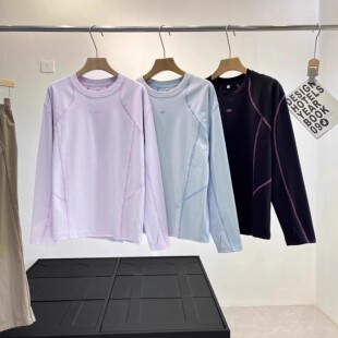 大厂订单 打底T恤上衣 撞色明线户外机能速干透气吸湿运动长袖