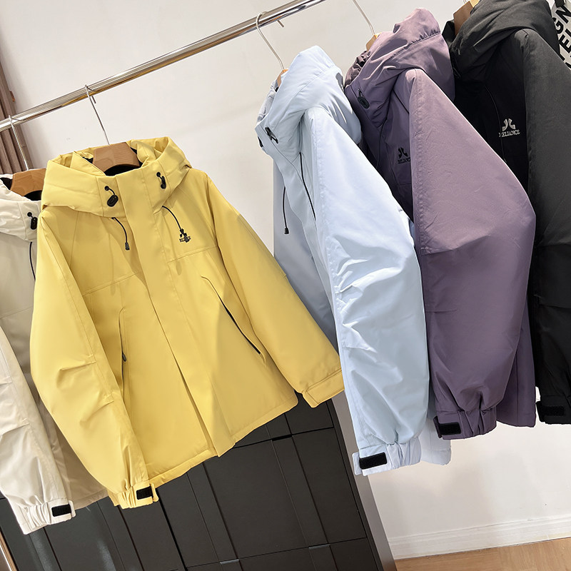 大厂订单！户外情侣款防风防水徒步露营连帽冲锋羽绒服保暖外套,女装/女士精品,羽绒服,淘宝优惠券,粉丝福利购,淘宝优惠卷