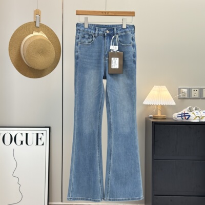 大厂订单！超模微喇裤~春秋高腰四面弹显瘦气质立裁牛仔喇叭裤女