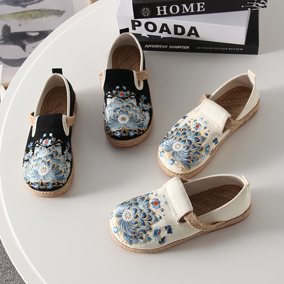 大厂出品！新中式国分老布鞋女浅口绣花民族风刺绣单鞋