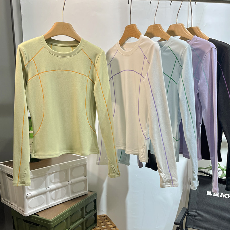 大厂订单！秋季新品户外休闲苏哈明线德绒加厚打底衫圆领长袖T恤