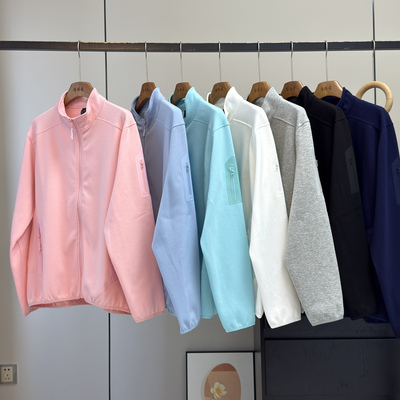 渠道好货！飞禽系茑~情侣款户外运动立领双面针织空气层夹克外套