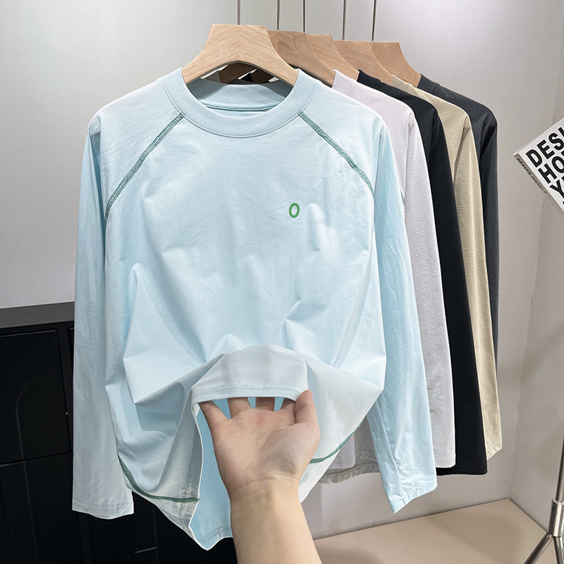 大厂订单~男女同款户外吸湿排汗速干透气撞色插肩骑行运动长袖T恤