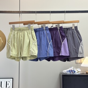 大厂订单 女 春夏轻薄透气凉感户外防泼水撞色反光线速干运动短裤