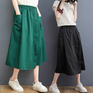 RM17789#夏装2023新款女韩版宽松大码口袋松紧显瘦遮肉不规则半身裙