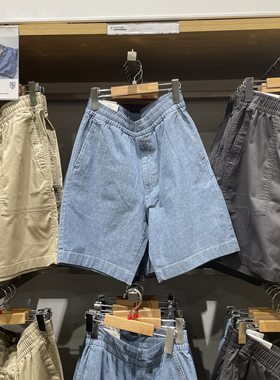 纯缘！仇仇家！男装夏季弹力松紧抽绳牛仔色短裤66663/455900