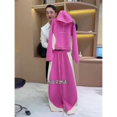 两件套女 洋气拼色连帽卫衣简约个性 时尚 通勤长裤 欧货休闲运动新款