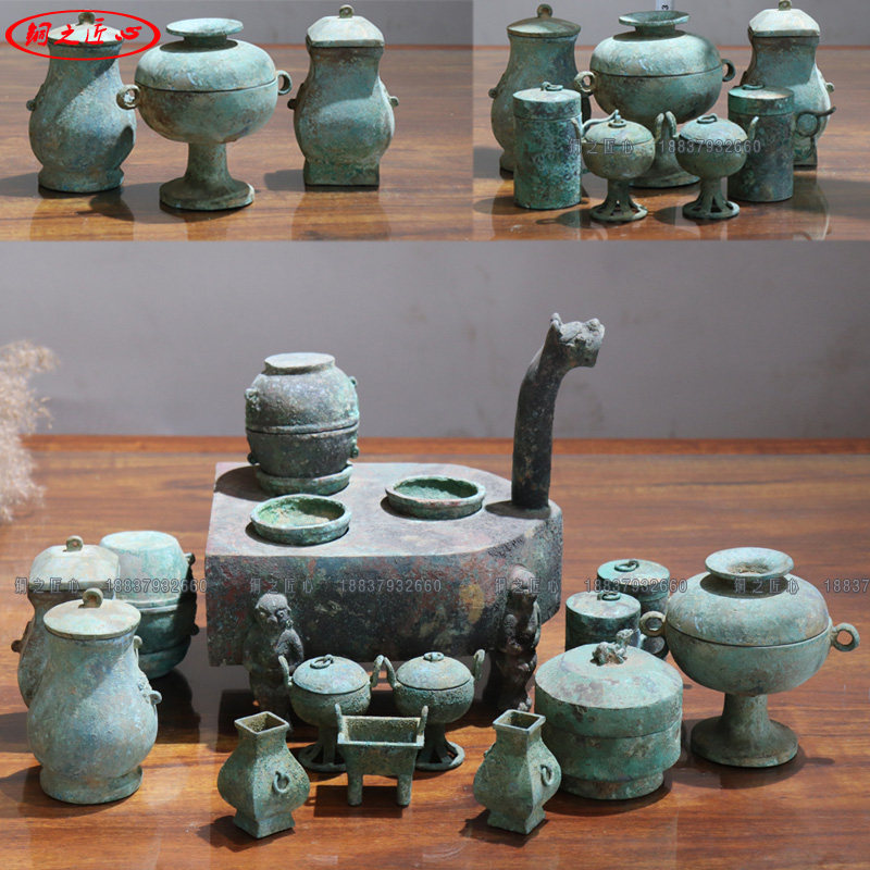 青铜仿古汉灶具炉头钫豆甑全套古玩收藏文化展览影视道具高仿礼器