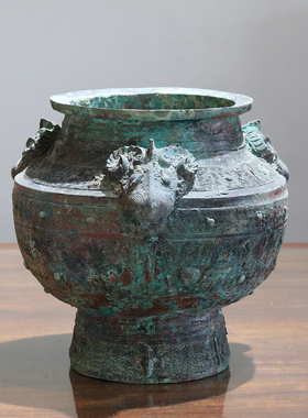 商代兽面纹瓿三养开泰静守吉祥