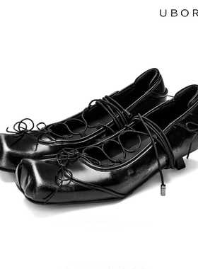 UBORYA芭蕾鞋女鞋浅口单鞋新款低跟真皮气质时尚夏季配裙子一脚蹬