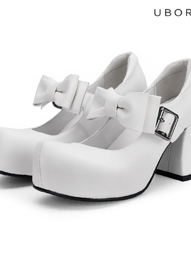 UBORYA设计师原创/漫画少女白丝绸感真皮超好质感玛丽珍增高女款