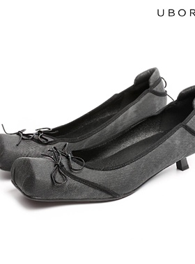 UBORYA芭蕾鞋女外穿低跟单鞋新款气质时尚高级夏季配裙子一脚蹬