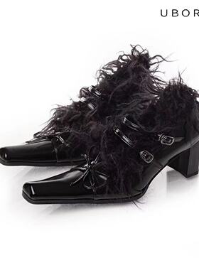 UBORYA设计师品牌/西游妖魔·黑风怪/荆棘芭蕾舞女嬉皮风毛毛女鞋
