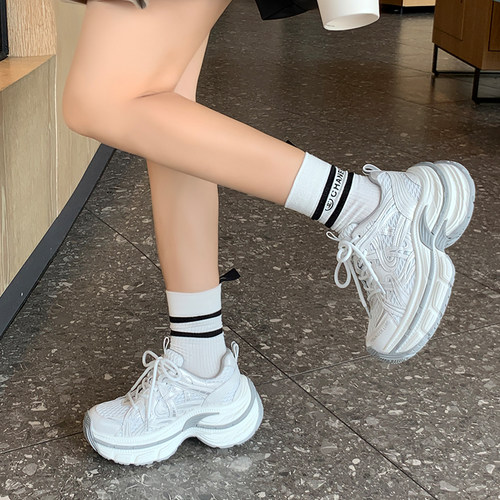 新款小个子女生内增高厚底老爹鞋