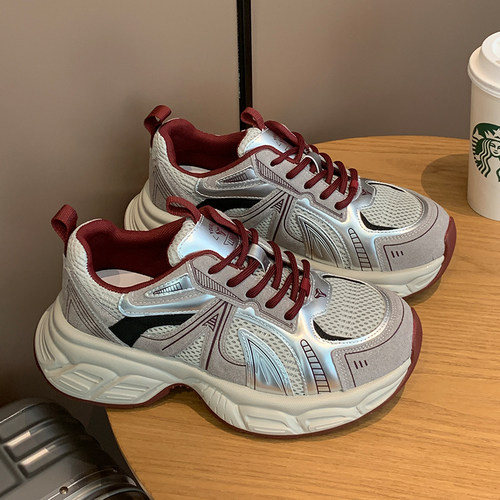 新款小个子女生内增高厚底老爹鞋