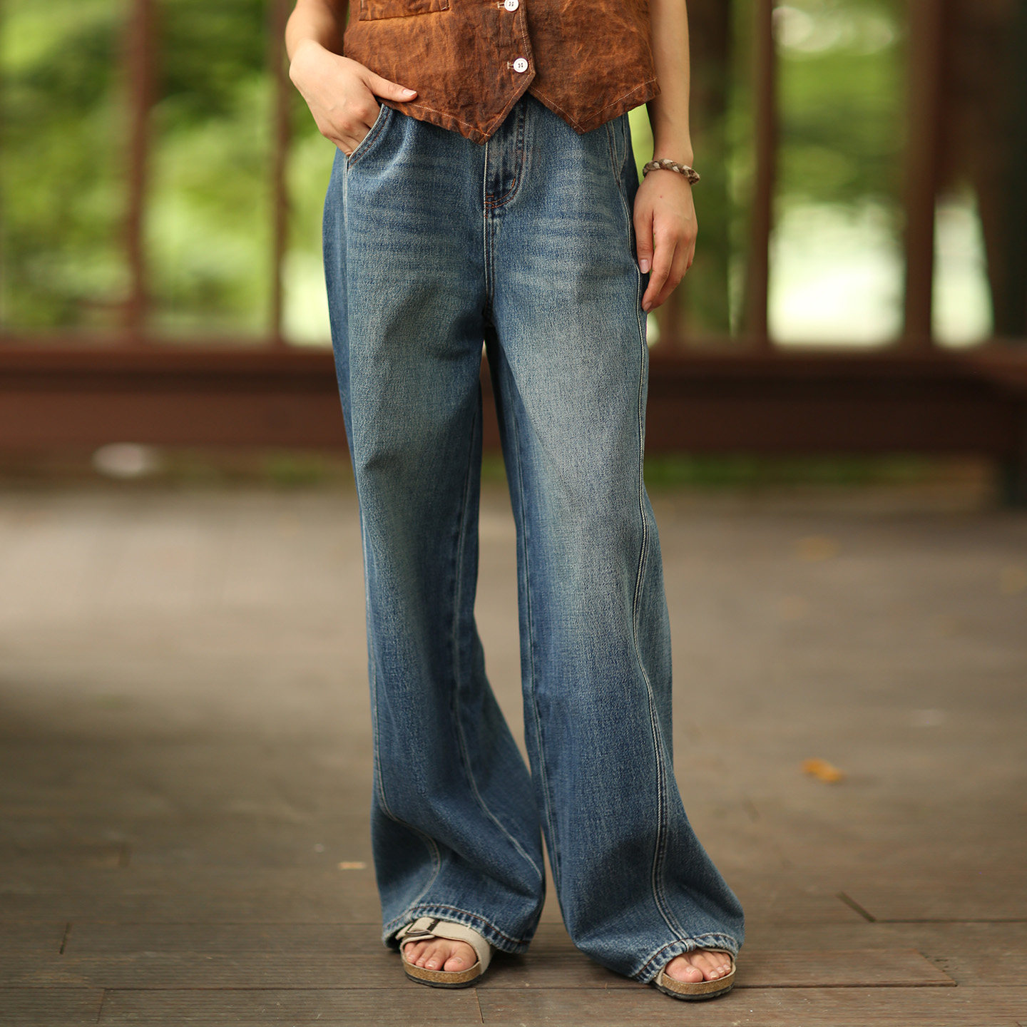 饮水鸟早秋新品宽腿弯刀牛仔裤宽松显瘦百搭休闲,女装/女士精品,牛仔裤,淘宝优惠券,粉丝福利购,淘宝优惠卷