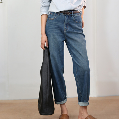 25早秋新品棉弹力牛仔锥裤