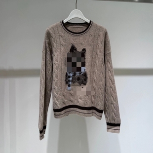 2025冬季设计师款轻奢风小众女装百搭宽松显瘦卡通图案针织衫毛衣