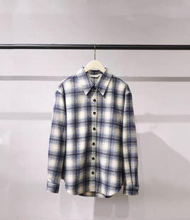 2026春季设计师款轻奢风小众女装韩版宽松时髦POLO领格子长袖衬衫