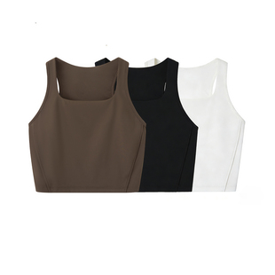 2026春季设计师款轻奢风女装修身显瘦方领吊带无袖内搭上衣短背心