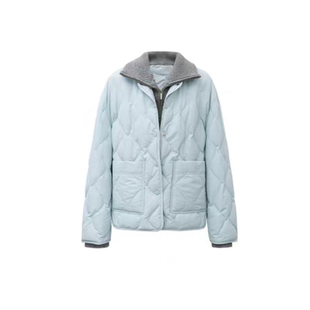 2025冬季设计师款轻奢风百搭宽松显瘦菱格纹翻领短款羽绒服外套女