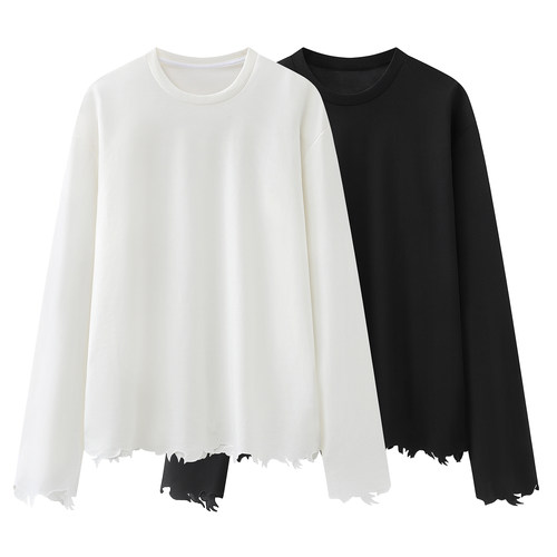 百搭百搭蕾丝花边宽松长袖T恤女