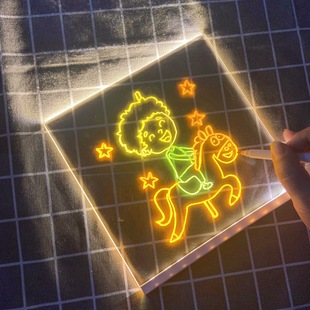 led儿童画板家用支架式 diy摆摊小黑板带发光涂鸦无尘款 带灯手写板