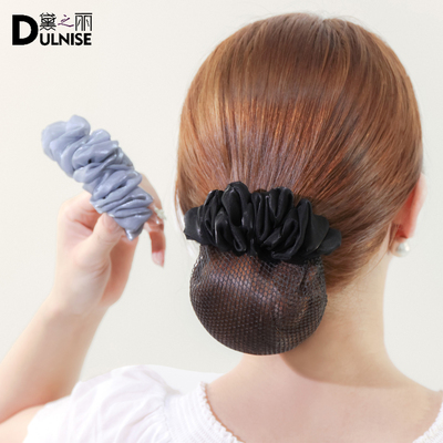 新时尚褶皱发网布艺发夹精致百搭