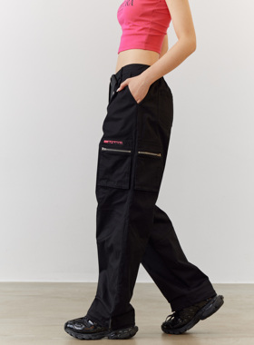 ACMEAURA秋款爵士舞hiphop街舞裤裤子弹力宽松黑色工装裤