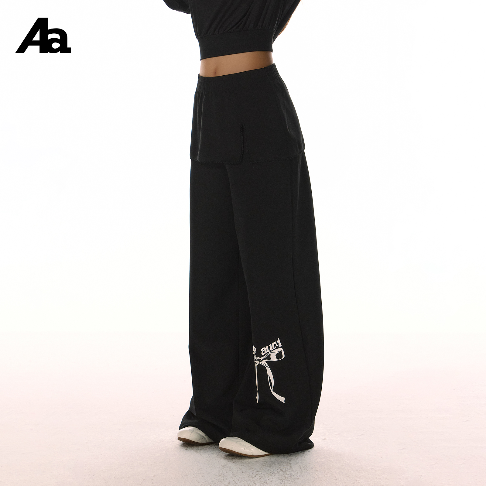 ACME AURA美式蕾丝拼接蝴蝶结印花垂坠感日常舒适夏季女阔腿裤