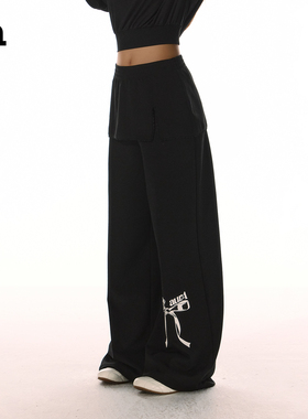 ACME AURA美式蕾丝拼接蝴蝶结印花垂坠感日常舒适夏季女阔腿裤