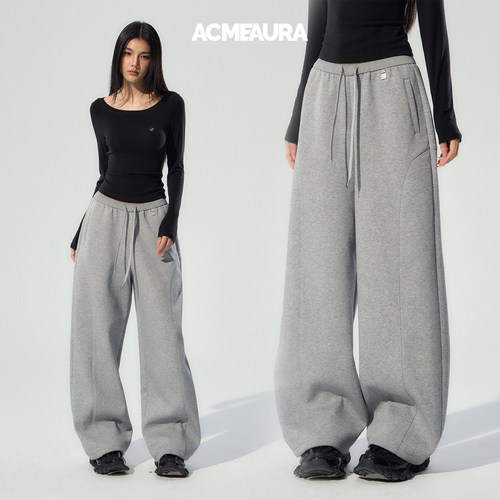 ACMEAURA美式弯刀卫裤女2025秋冬新款V型腰头设计宽松垂感休闲裤