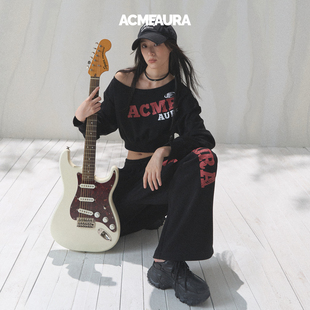 女2025新款 长裤 裤 阔腿裤 子宽松bf慵懒风印花裤 ACMEAURA休闲裤